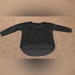 Metaphor black Sweater crew neck LS sheer bottom knit warm casual EUC!
